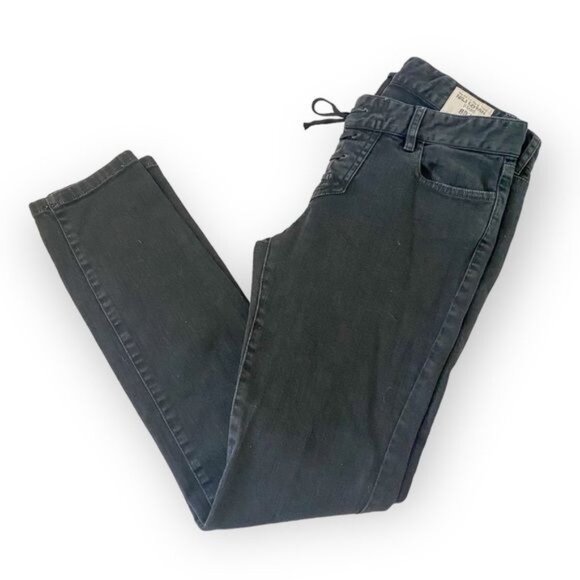 Nili Lotan Washed Black Lace-Up Front Skinny Jeans, Size 0 - Picture 4 of 12